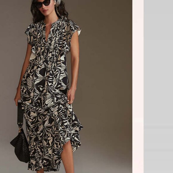 Anthropologie Dresses & Skirts - Anthropologie Maeve Cassandra Abstract Print Black White Maxi Dress L